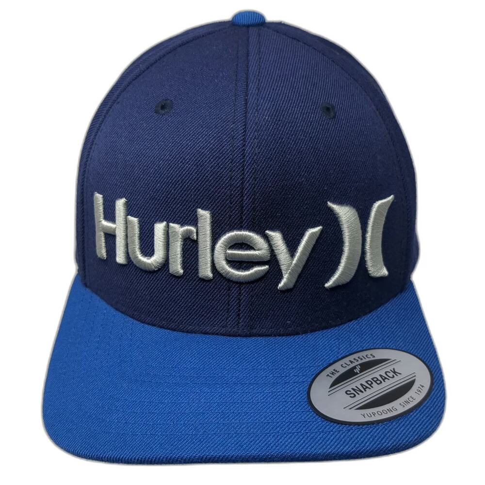 Hurley Snapback Blue One Size Silver Embroidered Logo Two Tone Baseball Cap Hat